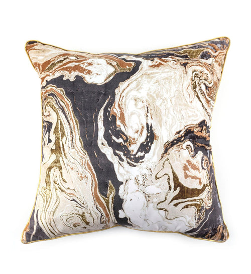 Moycor Cuscino decorative in tessuto sfoderabile Dali Water Marbled Oro, 45 x 45 cm