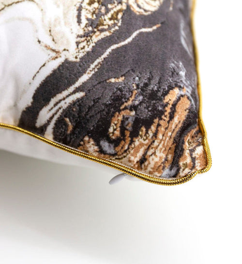 Moycor Cuscino decorative in tessuto sfoderabile Dali Water Marbled Oro, 45 x 45 cm