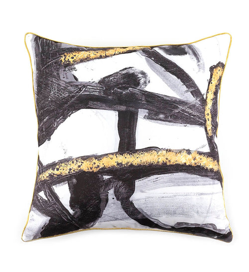 Moycor Cuscino decorative in tessuto sfoderabile Olivia Abstract 1 Oro, 45 x 45 cm