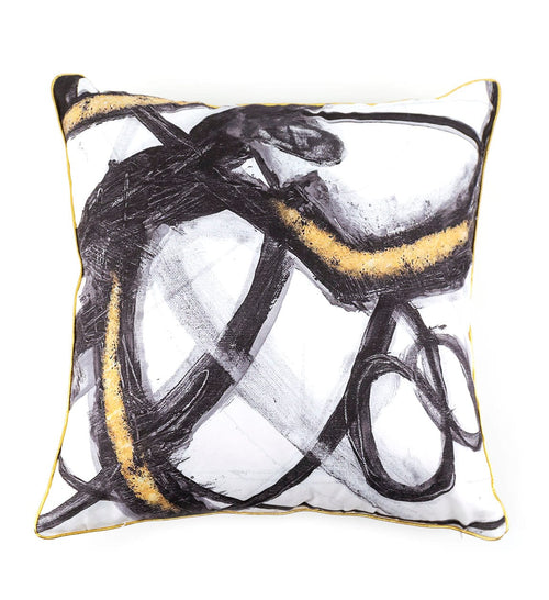 Moycor Cuscino decorative in tessuto sfoderabile Olivia Abstract 2 Oro, 45 x 45 cm