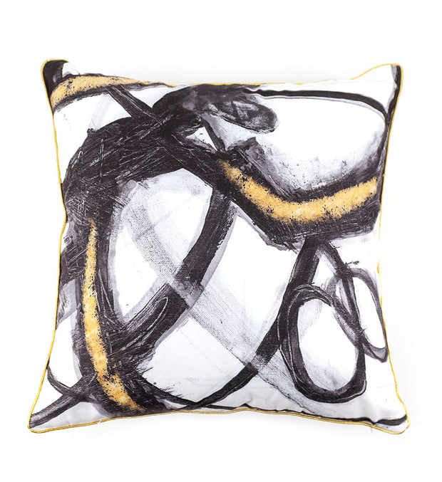 Moycor Cuscino decorative in tessuto sfoderabile Olivia Abstract 2 Oro, 45 x 45 cm