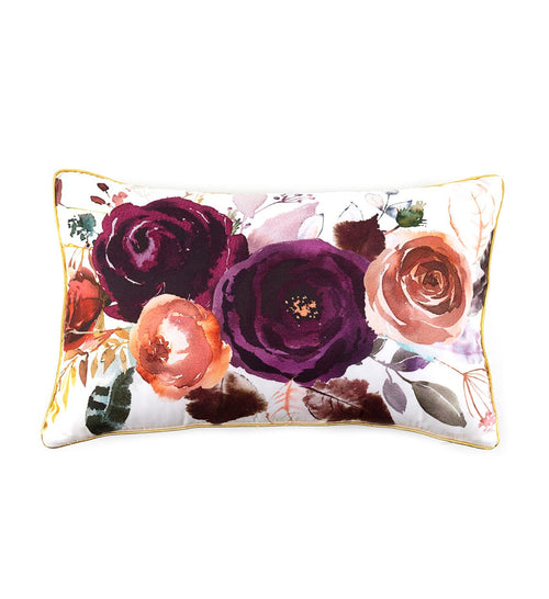 Moycor Cuscino decorative in tessuto sfoderabile Olivia Long Flowers Violetto, 45 x 45 cm