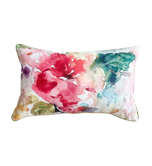 Moycor Cuscino decorative in tessuto sfoderabile Olivia Long Watercolour Multicolore, 50 x 30 cm