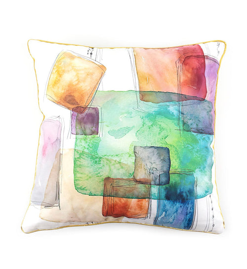 Moycor Cuscino decorative in tessuto sfoderabile Olivia Squares Multicolore, 45 x 45 cm
