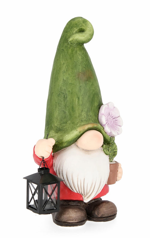 Bizzotto Decoratiune de gradina, din argila, Blossom Gnome With Flower And Lantern Multicolor, L23xl23xH46,5 cm