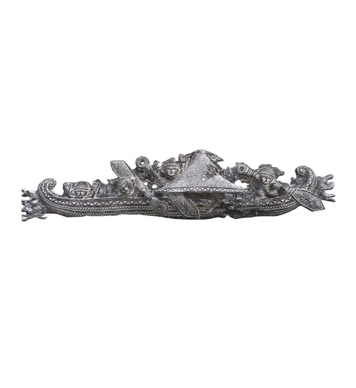 Moycor Decorazione Bleached Carved Boat Grigio