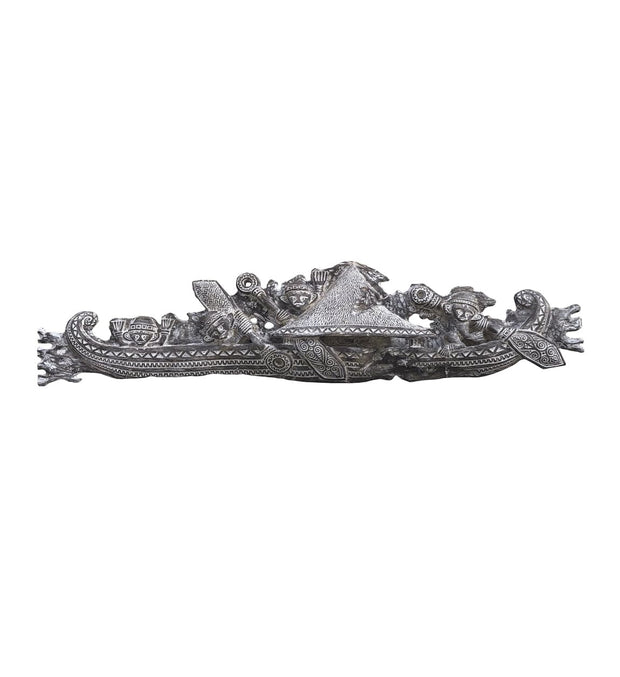 Moycor Decorazione Bleached Carved Boat Grigio