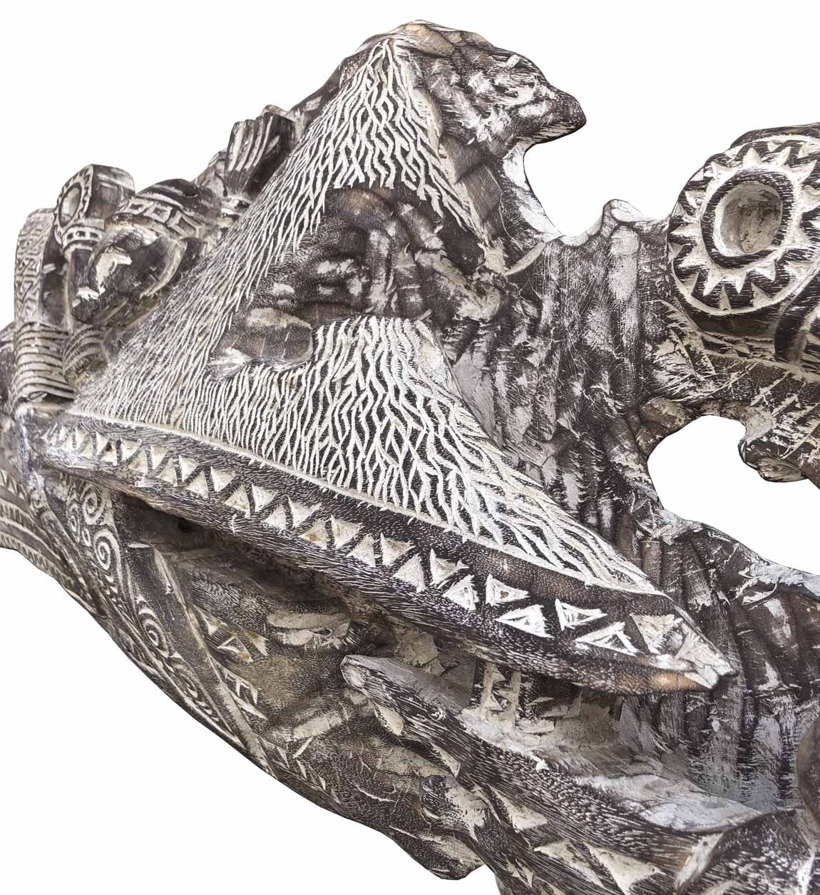 Moycor Decorazione Bleached Carved Boat Grigio