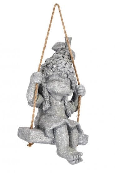 Bizzotto Decorazione da giardino Bertie Sitting Girl Grigio