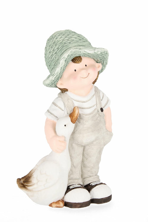 Bizzotto Decorazione da giardino Farm Boy With Duck Multicolore