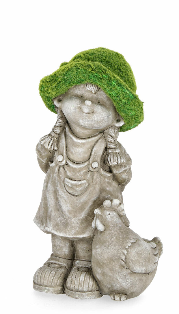Bizzotto Decorazione da giardino Garden Girl With Chicken Grigio