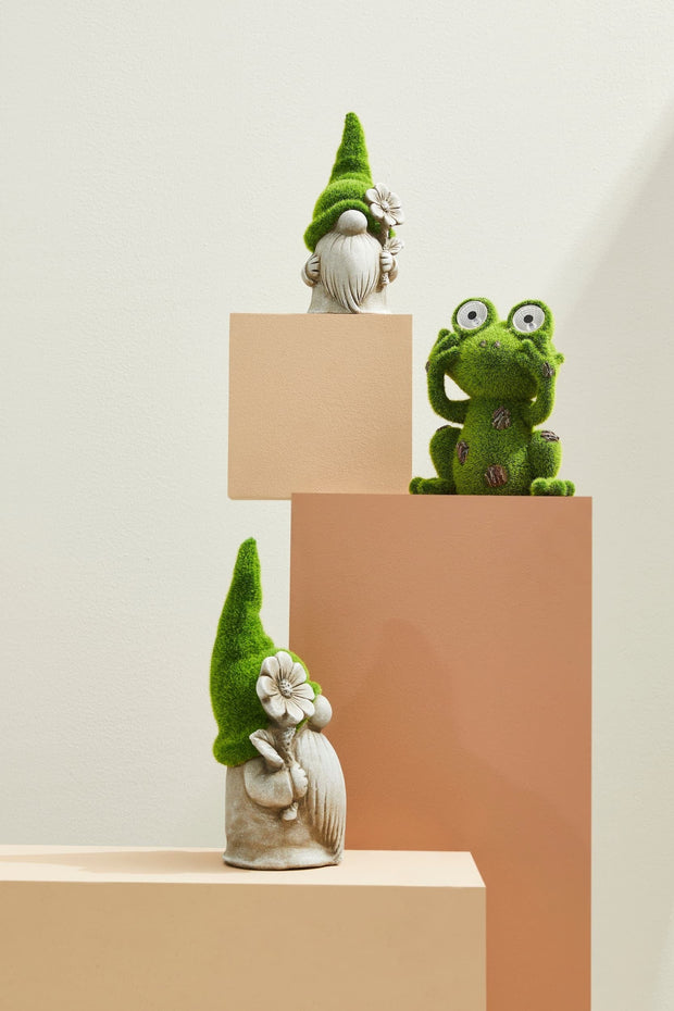 Bizzotto Decorazione da giardino Garden Gnome With Flower Grigio