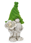Bizzotto Decorazione da giardino Standing Flower Garden Gnome With LED Grigio