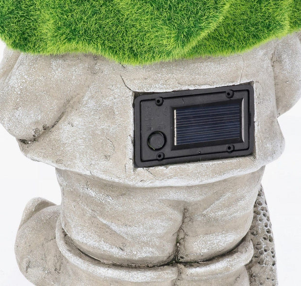 Bizzotto Decorazione da giardino Standing Flower Garden Gnome With LED Grigio