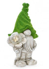 Bizzotto Decorazione da giardino Standing Flower Garden Gnome With LED Grigio