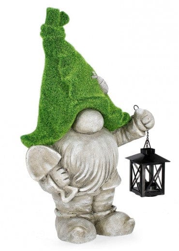 Bizzotto Decorazione da giardino Standing Garden Gnome With Lantern Grigio