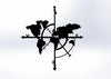 Asir Decorazione da parete Compass World Map Nero