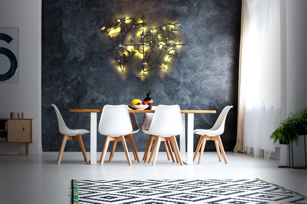 Decorazione da parete con illuminazione Led World Map Compass Nero (5)