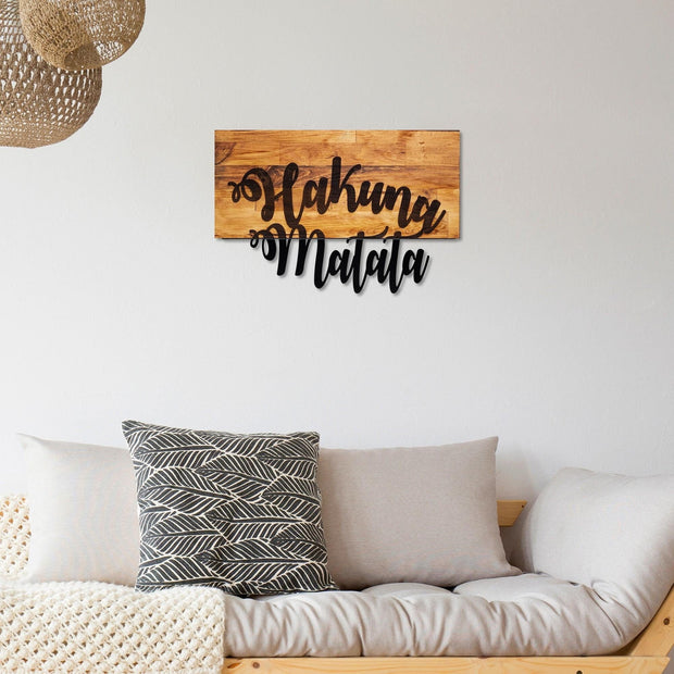 Asir Decorazione da parete Hakuna Matata Noce