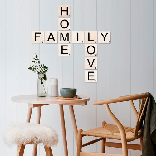 Asir Decorazione da parete Scrabble Set-4 Bianco e Nero