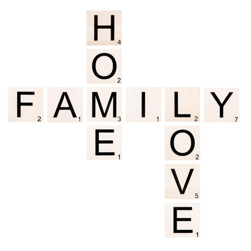Asir Decorazione da parete Scrabble Set-4 Bianco e Nero
