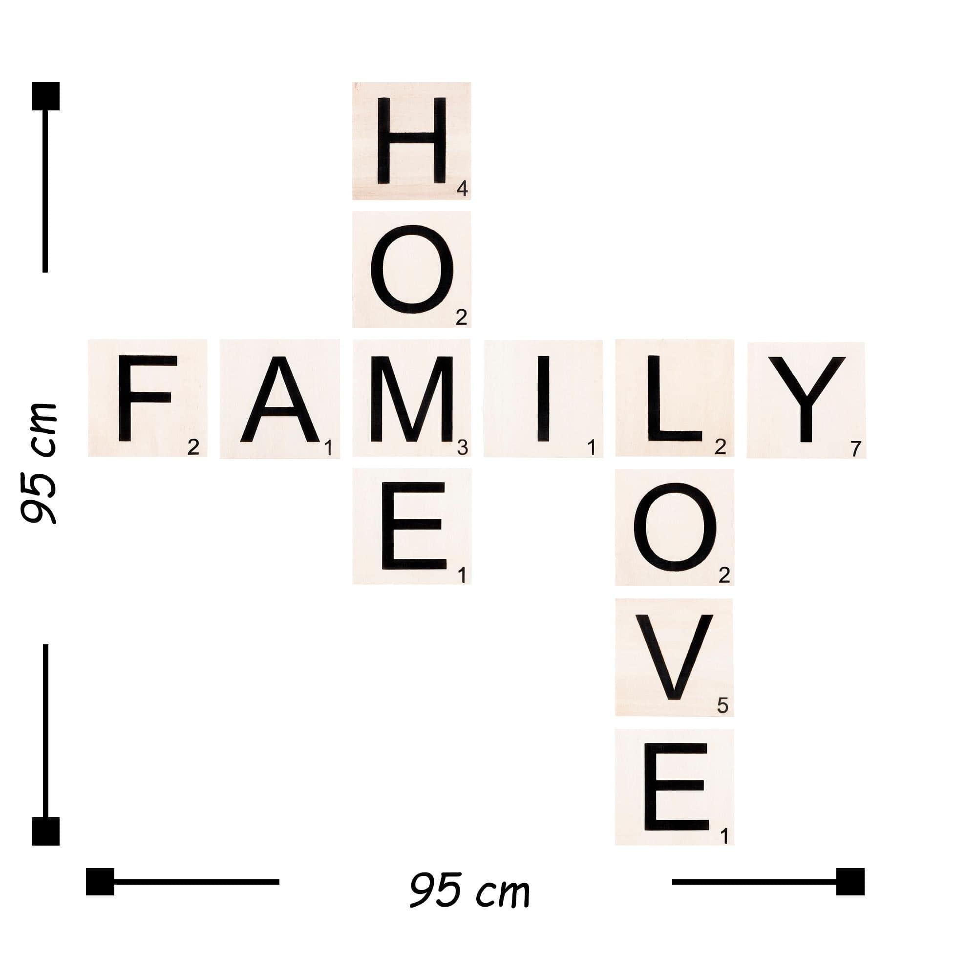 Asir Decorazione da parete Scrabble Set-4 Bianco e Nero