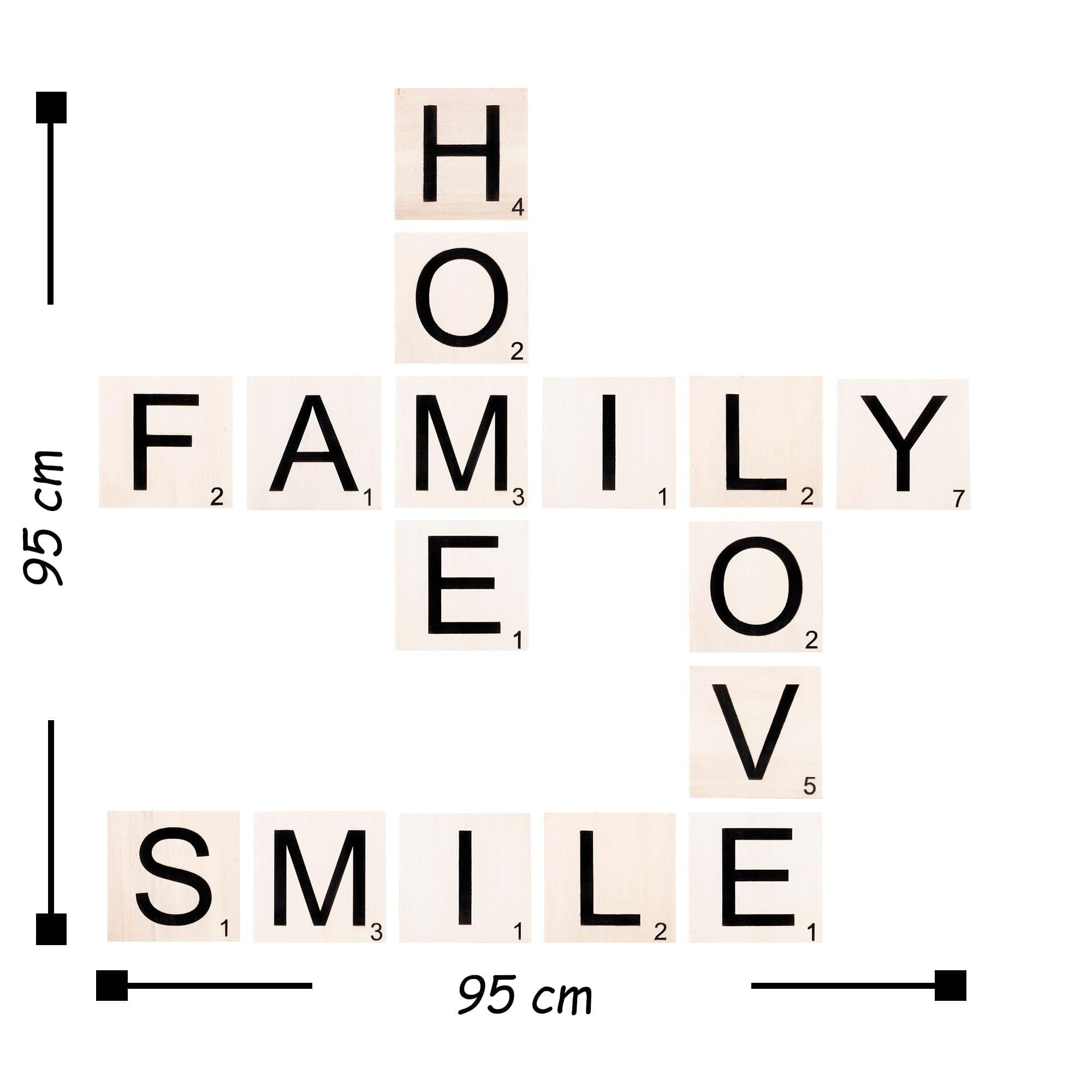 Asir Decorazione da parete Scrabble Set-5 Bianco e Nero