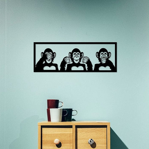 Asir Decorazione da parete Three Monkeys M Nero