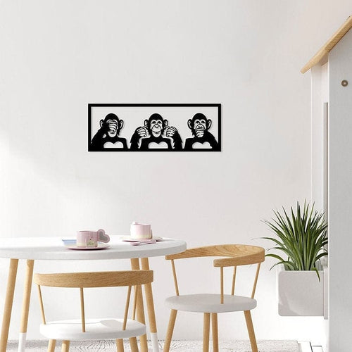 Asir Decorazione da parete Three Monkeys M Nero
