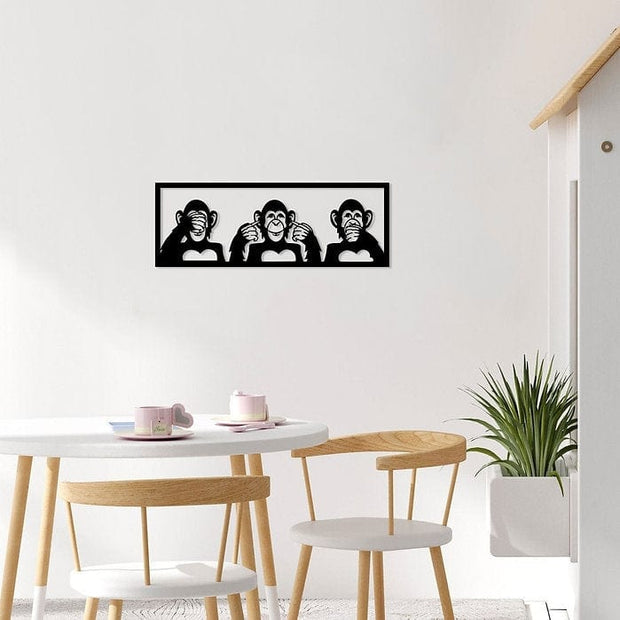Asir Decorazione da parete Three Monkeys M Nero