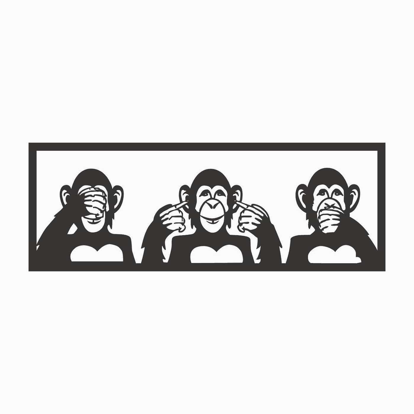 Asir Decorazione da parete Three Monkeys M Nero