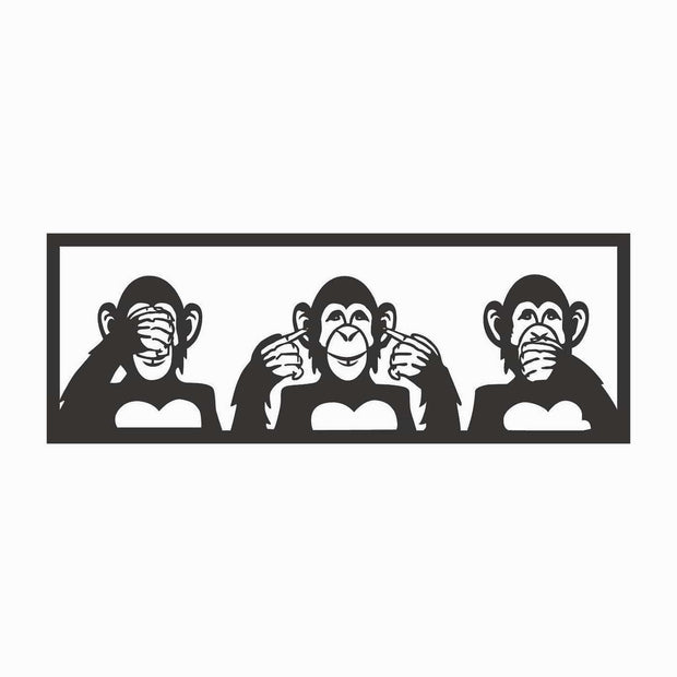 Asir Decorazione da parete Three Monkeys M Nero