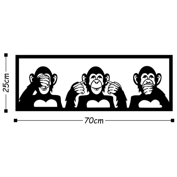 Asir Decorazione da parete Three Monkeys M Nero