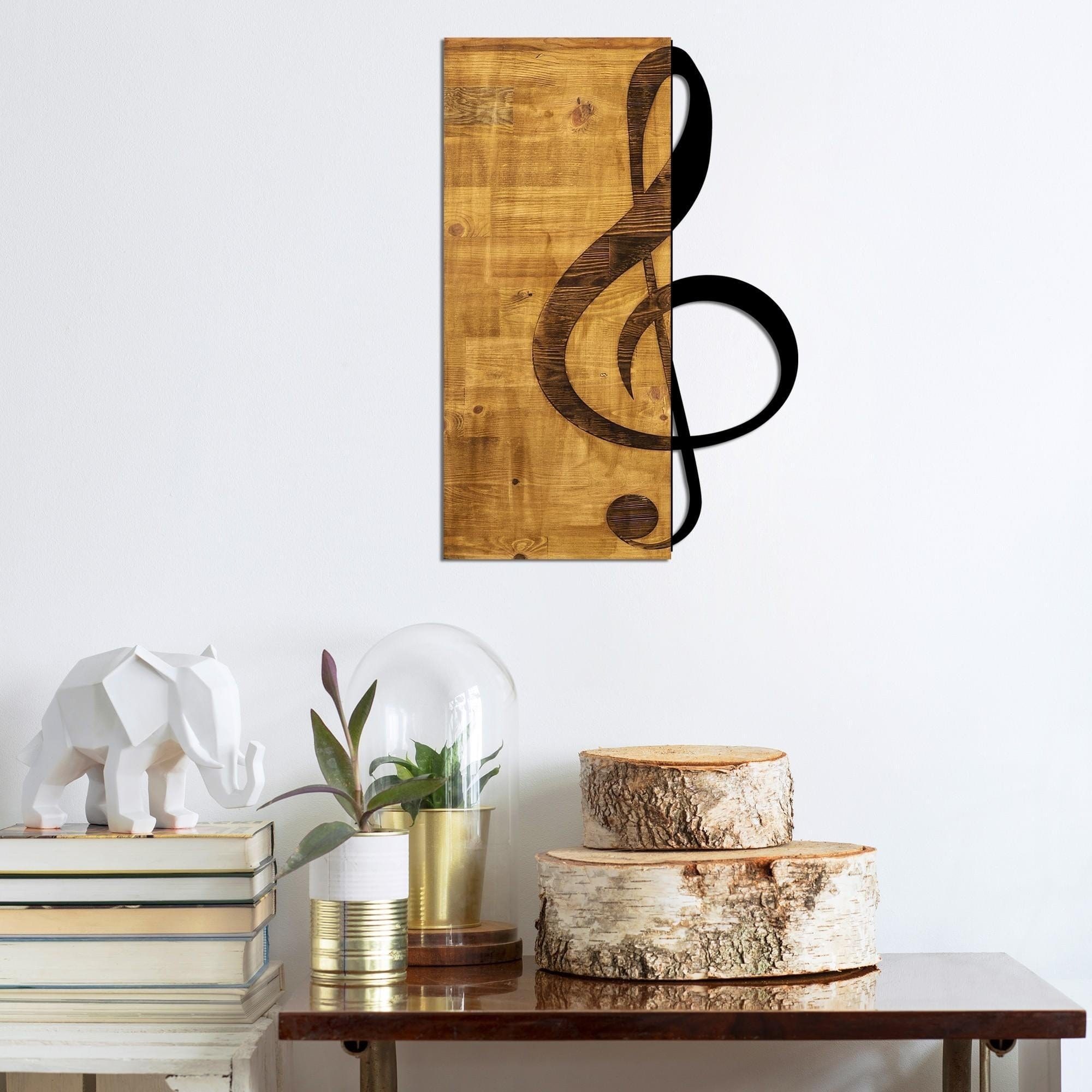 Asir Decorazione da parete Treble Clef Noce