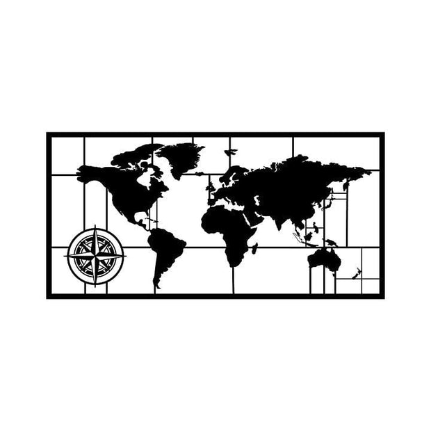 Asir Decorazione da parete World Map 7 Nero