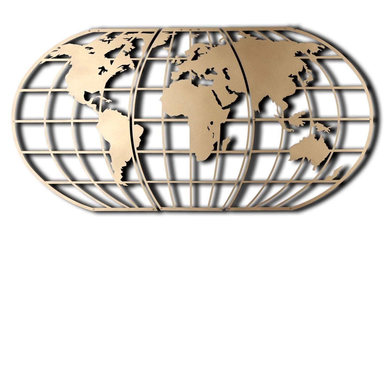 Asir Decorazione da parete World Map Glob Oro