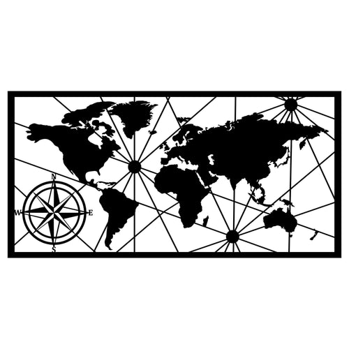 Asir Decorazione da parete World Map Grande 2 Nero