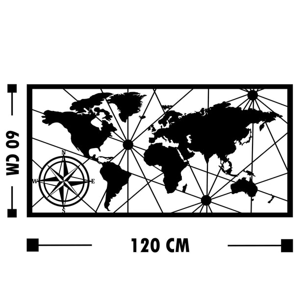 Asir Decorazione da parete World Map Grande 2 Nero