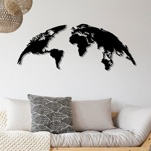 Asir Decorazione da parete World Map Grande Nero