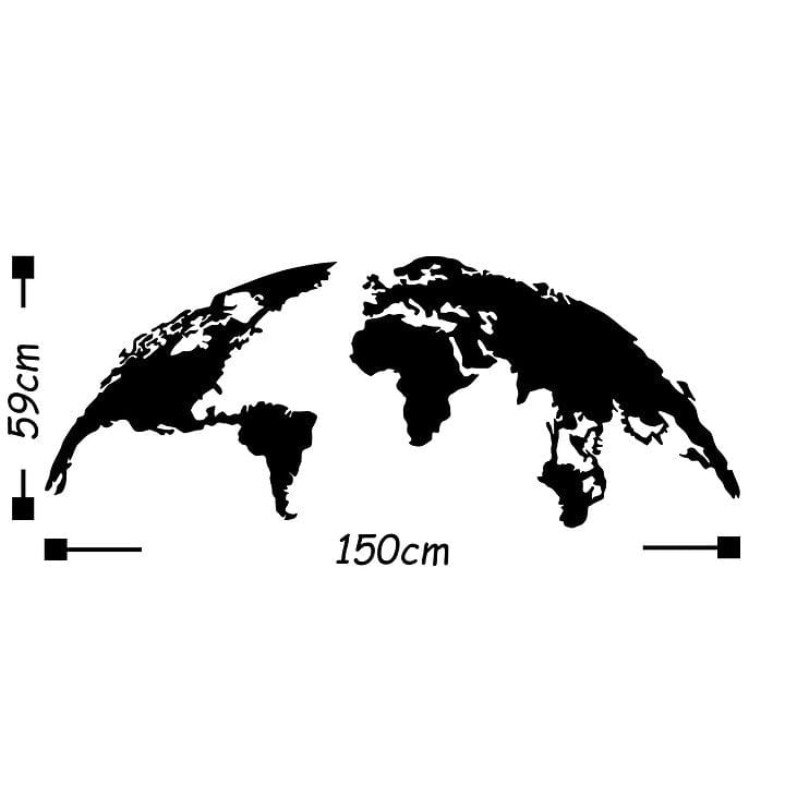 Asir Decorazione da parete World Map Grande Nero