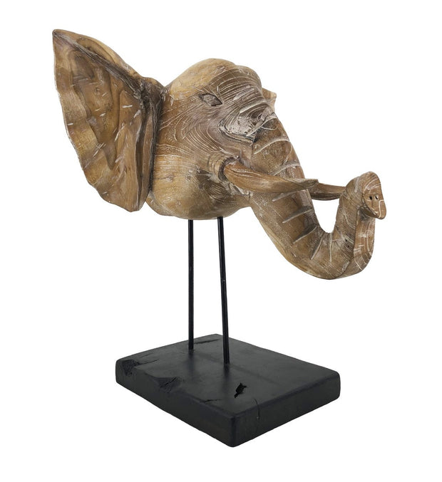 Moycor Decorazione Teak Elephant Head Naturale