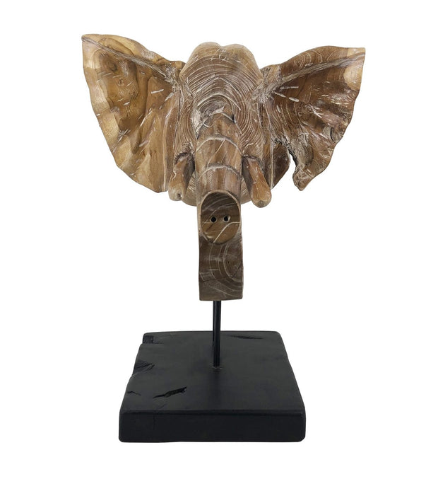 Moycor Decorazione Teak Elephant Head Naturale