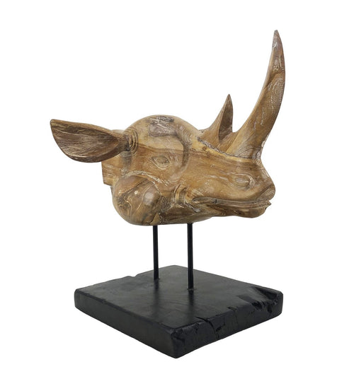 Moycor Decorazione Teak Rhinoceros Head Naturale