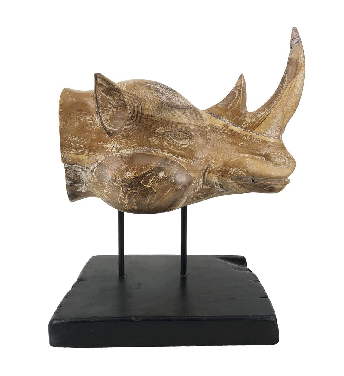 Moycor Decorazione Teak Rhinoceros Head Naturale
