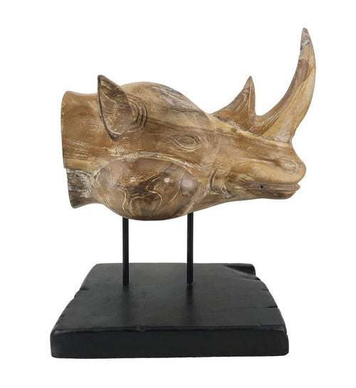 Moycor Decorazione Teak Rhinoceros Head Naturale