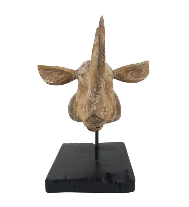 Moycor Decorazione Teak Rhinoceros Head Naturale