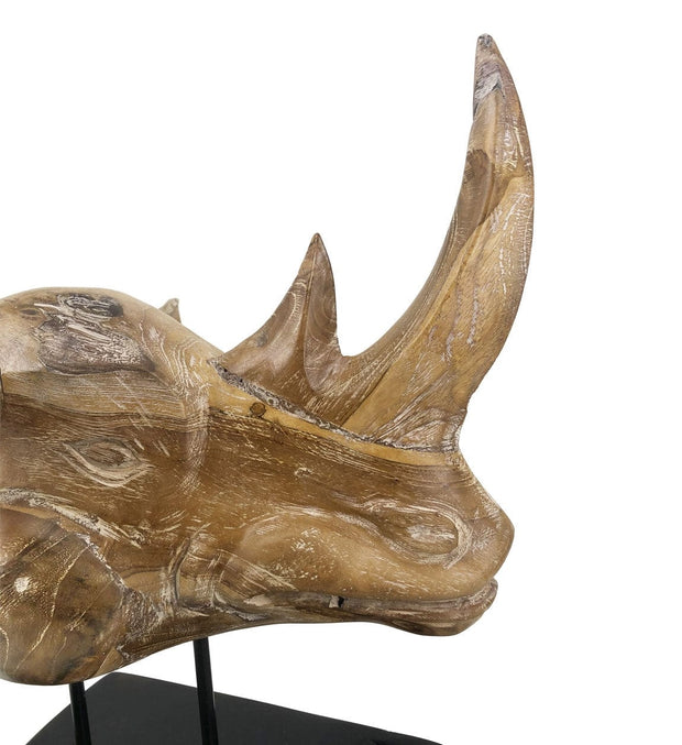 Moycor Decorazione Teak Rhinoceros Head Naturale