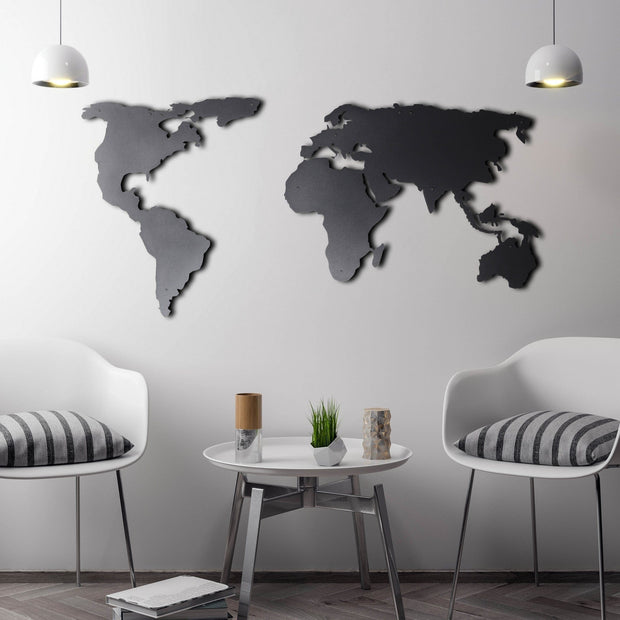 Asir Decorazione World Map Silhouette Nero