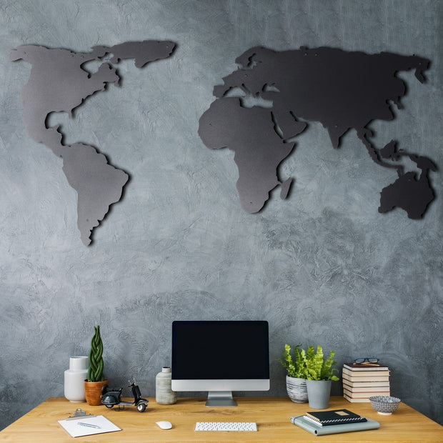 Asir Decorazione World Map Silhouette Nero