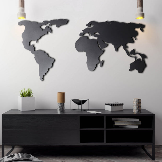 Asir Decorazione World Map Silhouette Nero